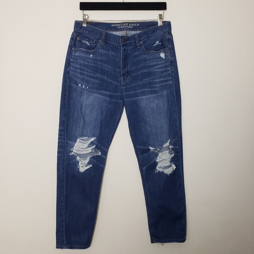 American Eagle Vintage Hi-Rise Distressed Blue Jeans Size 10